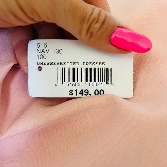 NWT Eliza J size 8 Elegant Light Pink Dress ruffled hemline, fluted sleeves. - Picture 2 of 9